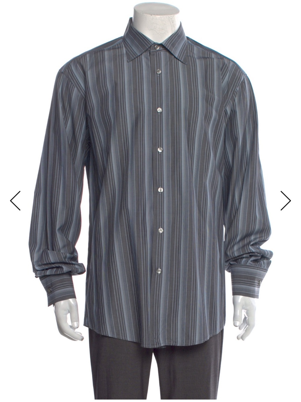 Men's Long-Sleeve Vertical Stripe Button-Down Shirt in Charcoal Gray